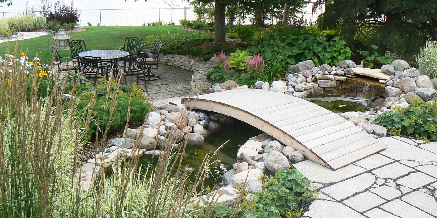 garden design winnipeg with bridge