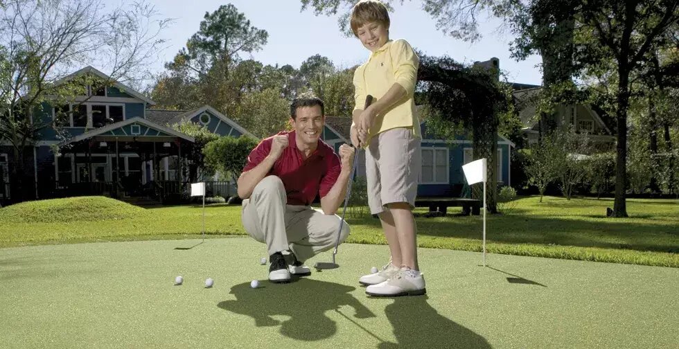 Backyard synthetic putting green