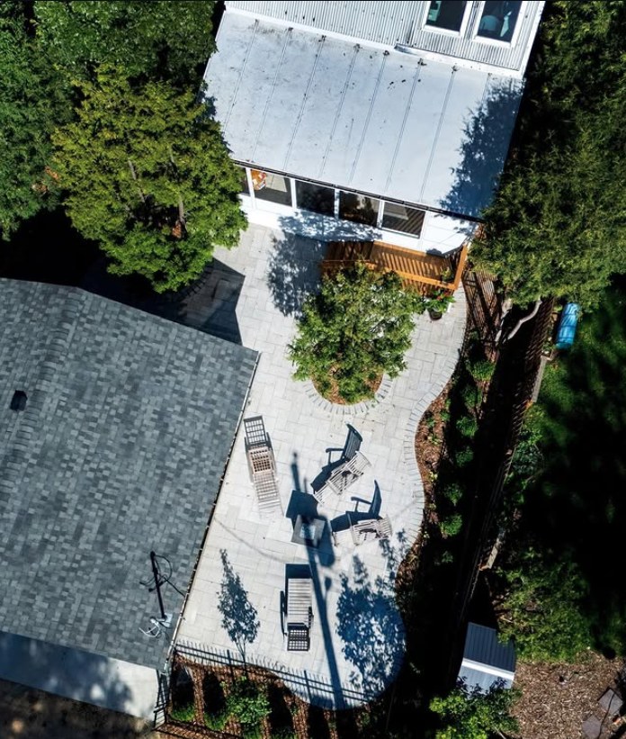Aerial backyard patio